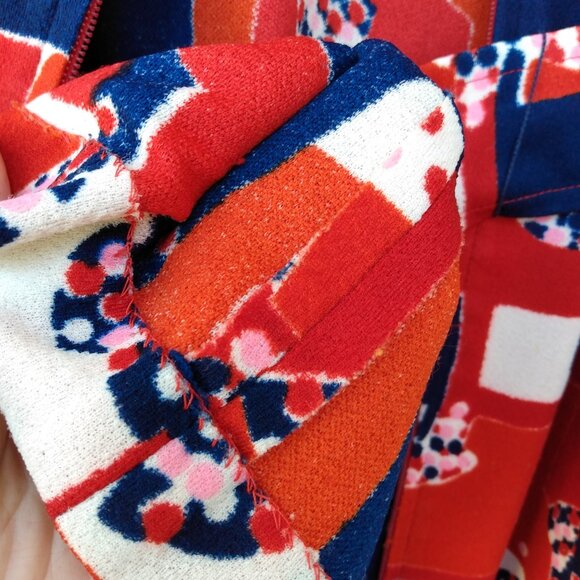 Vintage 70s Psychedelic Jacket 41.75 Chest Butterfly Collar Zipper Belt Retro - Picture 16 of 16